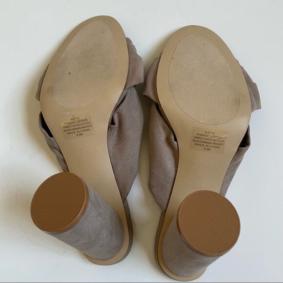 Kaari Blue Taupe Vegan Faux Suede Knot Katie Heel Sandal - Picture 6 of 6